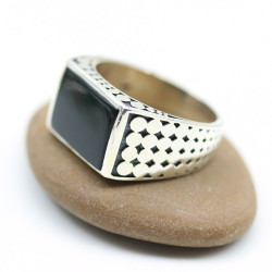 Bague argent homme onyx -...