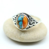 Bague pierre calsilica en argent - Mosaik bijoux indiens