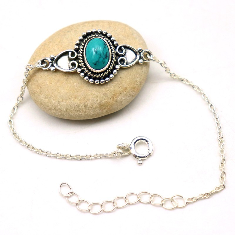 Bracelet turquoise en argent - Mosaik bijoux indiens Bracelet turquoise en argent - Mosaik bijoux indiens