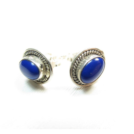 clou d'oreille argent et lapis lazuli - Mosaik bijoux indiens