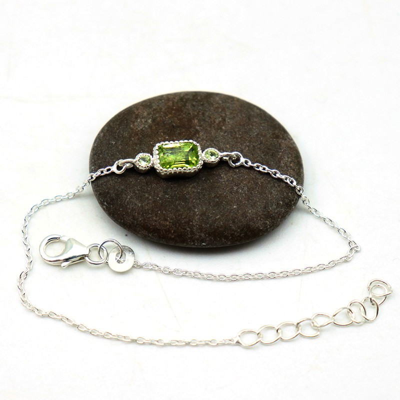 Bracelet en argent fin et péridot - Mosaik bijoux indiens Bracelet en argent fin et péridot - Mosaik bijoux indiens