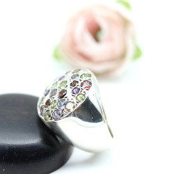 Bague pierres véritables - Mosaik bijoux indiens