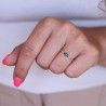 Bague très fine pierre émeraude indienne - Mosaik bijoux indiens