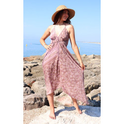 Robe indienne dos nu rose...