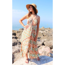 Robe indienne dos nu beige...