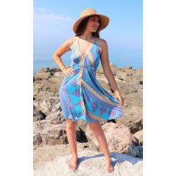 Robe indienne dos nu bleue...