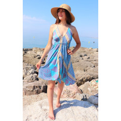 Robe indienne dos nu bleue...