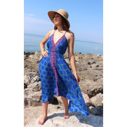 Robe indienne dos nu bleue...
