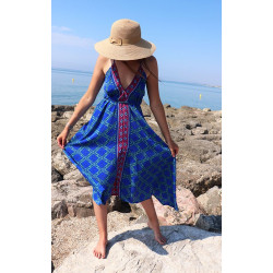 Robe indienne dos nu bleue...