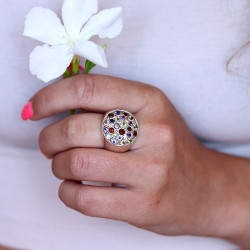 Grosse bague argent pierres...