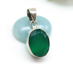 Pendentif argent ovale et...