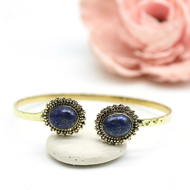 Bracelet bohème pierres lapis lazuli - Mosaik bijoux indiens Bracelet bohème pierres lapis lazuli - Mosaik bijoux indiens