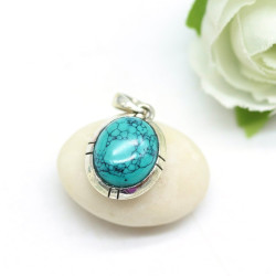 Pendentif argent ovale et...
