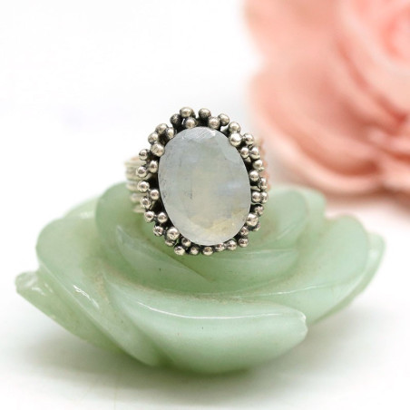 Bague pierre de lune naturelle - Mosaik bijoux indiens