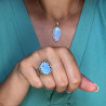 Bague argent pierre blanche - Mosaik bijoux indiens