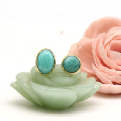 Bague dorée amazonite -...