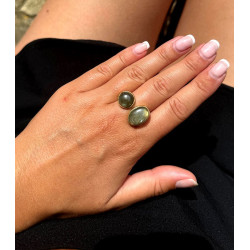 Bague labradorite dorée -...