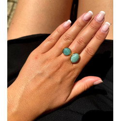 Bague amazonite dorée -...