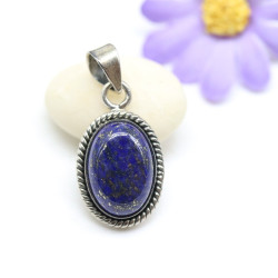 Pendentif argent ovale et...