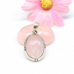 Pendentif quartz rose ovale...