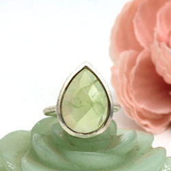 Bague argent pierre verte -...