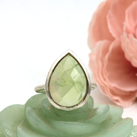 Bague argent pierre verte - Mosaik bijoux indiens