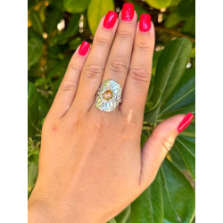 Bague argent et citrine -...
