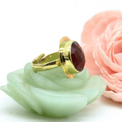 Bague cornaline en laiton -...