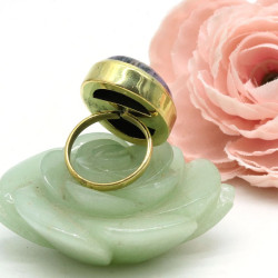 Bague dorée et charoite -...