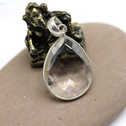Pendentif argent cristal -...