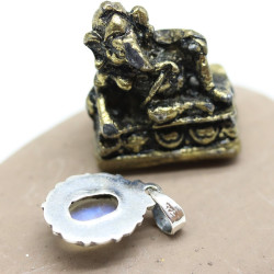 Pendentif fleur argent et pierre de lune - Mosaik bijoux indiens