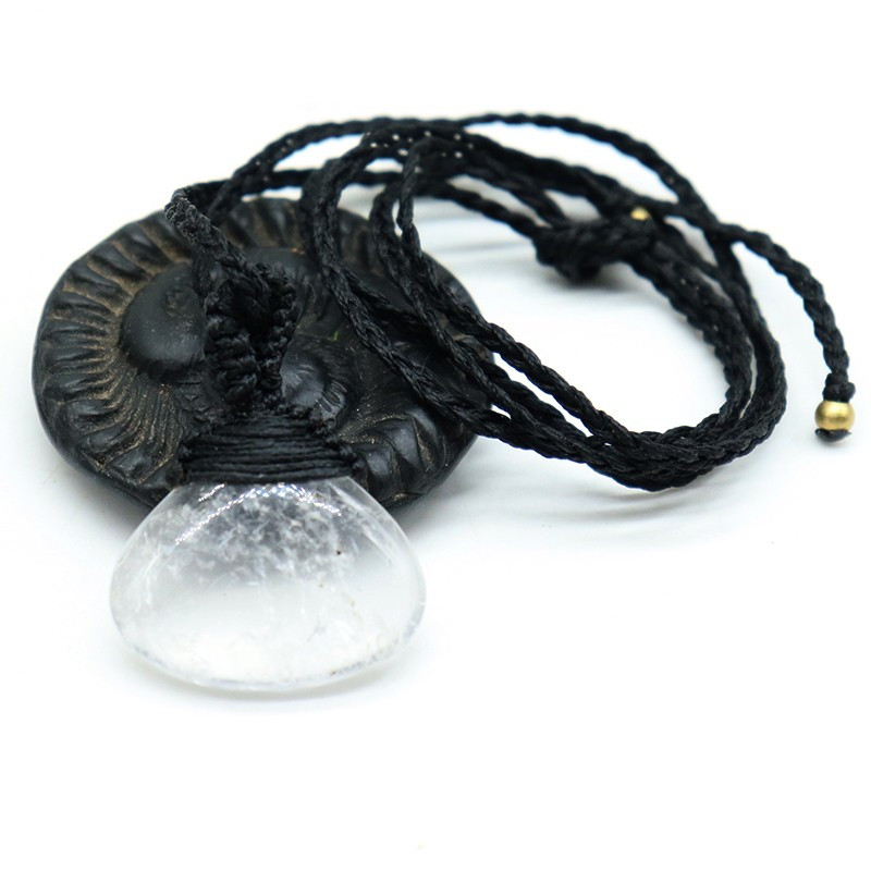 Pendentif quartz et cordon - Mosaik bijoux indiens
