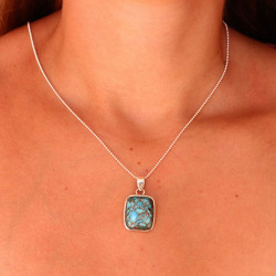 Pendentif argent turquoise...