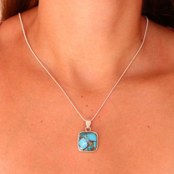 Pendentif argent turquoise...