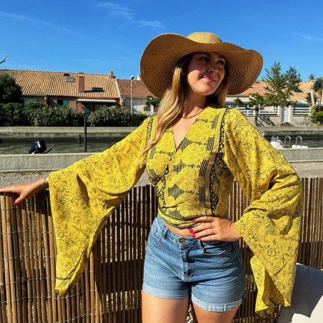 Cache-coeur hippie jaune - Mosaik bijoux indiens