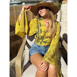 Top fluide jaune et noir -...