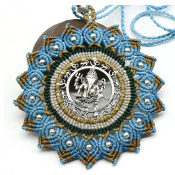 Collier macramé Ganesh argenté