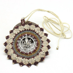 Collier macramé beige et...