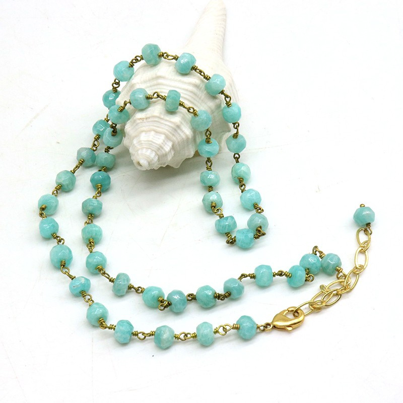 Collier en pierres taillées en amazonite - Mosaik bijoux indiens Collier en pierres taillées en amazonite - Mosaik bijoux indiens
