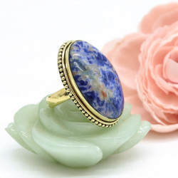 Bague sodalite en laiton -...