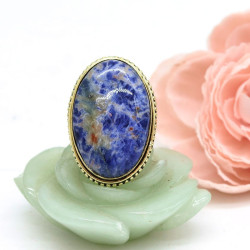 Bague dorée pierre sodalite...