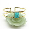 Jonc double pierre turquoise rectangle - Mosaik bijoux indiens