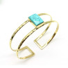 Jonc double pierre turquoise rectangle - Mosaik bijoux indiens