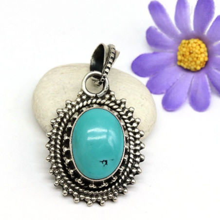 Pendentif ethnique turquoise - Mosaik bijoux indiens