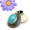 Pendentif argent et turquoise - Mosaik bijoux indiens