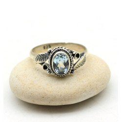 Bague fine pierre bleue -...