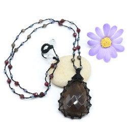 Collier quartz fumé sur fil...