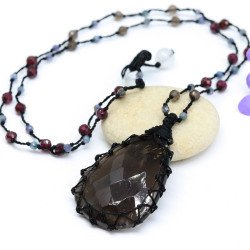 Collier pierre quartz fumé...