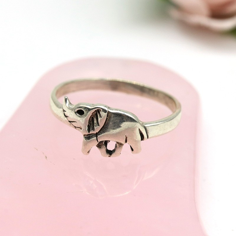 Bague argent fine motif éléphant - Mosaik bijoux indiens