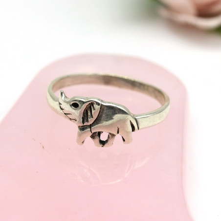 Bague argent fine motif éléphant - Mosaik bijoux indiens